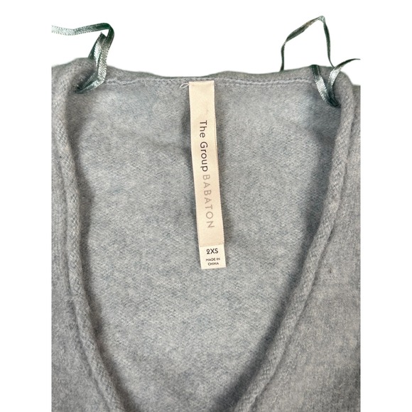 The Group Babaton Light Blue V Neck Cashmere Cropped Sweater 2XS - Picture 2 of 6